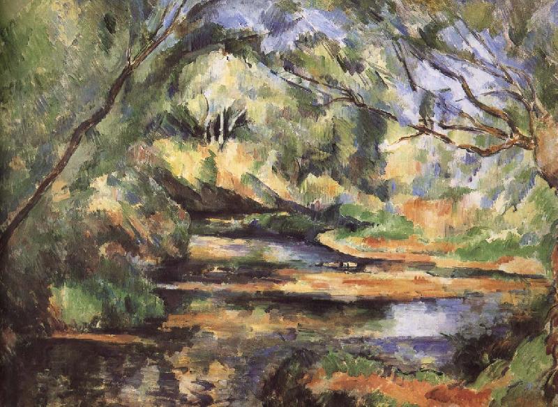 Paul Cezanne of the river through the woods